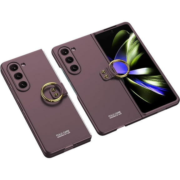 case for Galaxy Z Fold 5 Case with Ring Ultra Thin Matte PC Protective Cover for Samsung Galaxy Z Fold 5 2023, Wine Red