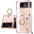 thumbnail image 1 of case for Samsung Galaxy Z Flip 3 Case, Galaxy Z Flip 3 Case with Ring and Capacitance Pen Protective Cover for Samsung Galaxy Z Flip 3 5G, Pink, 1 of 12