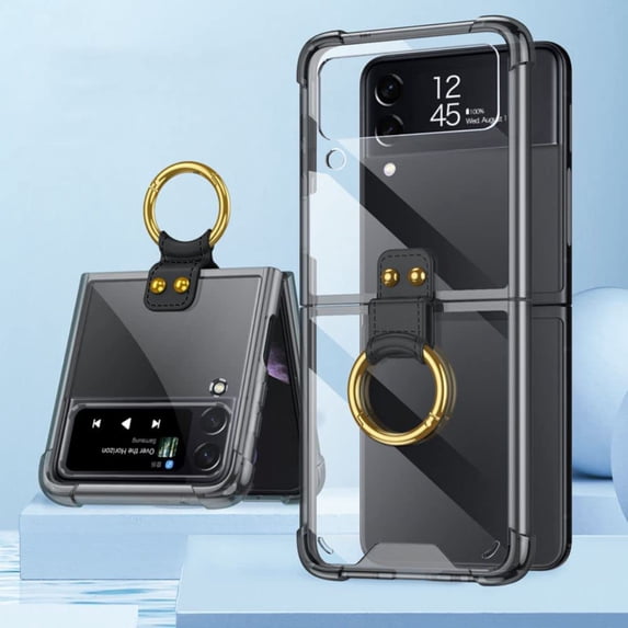case for Samsung Z Flip 3 Case, Galaxy Z Flip 3 Case with Ring Protective Cover for Samsung Galaxy Z Flip 3, Bright Black