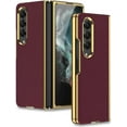 thumbnail image 1 of case for Samsung Z Fold 4 Case Leather, Galaxy Z Fold 4 Case Electroplate Phone Case Compatible with Samsung Galaxy Z Fold 4 5G, Red Wine, 1 of 14