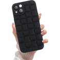 thumbnail image 1 of case for iPhone 13 Case Cover Cute 3D Plaid for Women Girls [Camera Lens Protector] Soft TPU Shockproof Protective Phone Case for iPhone 13 Black, 1 of 7