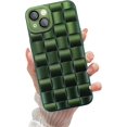 thumbnail image 1 of case for iPhone 13 Case Cover Cute 3D Plaid for Women Girls [Camera Lens Protector] Soft TPU Shockproof Protective Phone Case for iPhone 13 Green, 1 of 12
