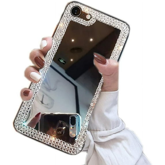 case for iPhone SE 2020/8/7 Case, 3D Glitter Sparkle Bling Diamond Bumper & Crystal Clear Protective Cover for Women