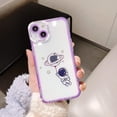 thumbnail image 1 of case for iPhone 13 Case Clear Cute with Astronaut Outer Space Planet Star Creative Pattern Soft TPU Shockproof Camera Lens Protective Case for iPhone 13 for Women Girls (Purple), 1 of 9