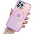 thumbnail image 1 of case for iPhone 13 Pro Max Case, Laser Glitter Bling Clear Mirror Case with Cute Heart Pattern, Hard PC + Soft TPU Anti Scratch Shockproof Case for Women Girls Back Cover(Pink), 1 of 14