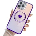 thumbnail image 1 of case for iPhone 13 Pro Max Case, Laser Glitter Bling Clear Mirror Case with Cute Heart Pattern, Hard PC + Soft TPU Anti Scratch Shockproof Case for Women Girls Back Cover(Purple), 1 of 14