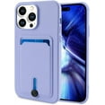 thumbnail image 1 of case for iPhone 14 Pro Max Case with Card Holder Flexible Silicone Cover [Soft Microfiber Lining] Shockproof Protective Slim Wallet Case for iPhone 14 Pro Max Purple, 1 of 12