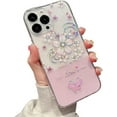 thumbnail image 1 of case for iPhone 14 Pro Max Case Clear with Design Cute Butterfly Floral Embossed Pattern Camera Protection Soft TPU Bumper Slim Protective Cover for Girly Girl Women (Pink Flowers), 1 of 7