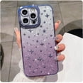 thumbnail image 1 of case for iPhone 14 Pro Max Case Glitter, Luxurly Plated with 3D Stars, Cute Gradient Bling Sparkly Rhinestone Clear Phone case, Soft Silicone Shockproof Protective Case for Women Girls, Purple, 1 of 12