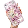 thumbnail image 1 of case for iPhone XR Shiny Rhinestone Case for Girls Fashion Luxury Bling Bling Diamond Rhinestone Gemstone 3D Perfume Bottle and Flower Gemstone Soft TPU Back case for iPhone XR 6.1 inch (Pink), 1 of 4