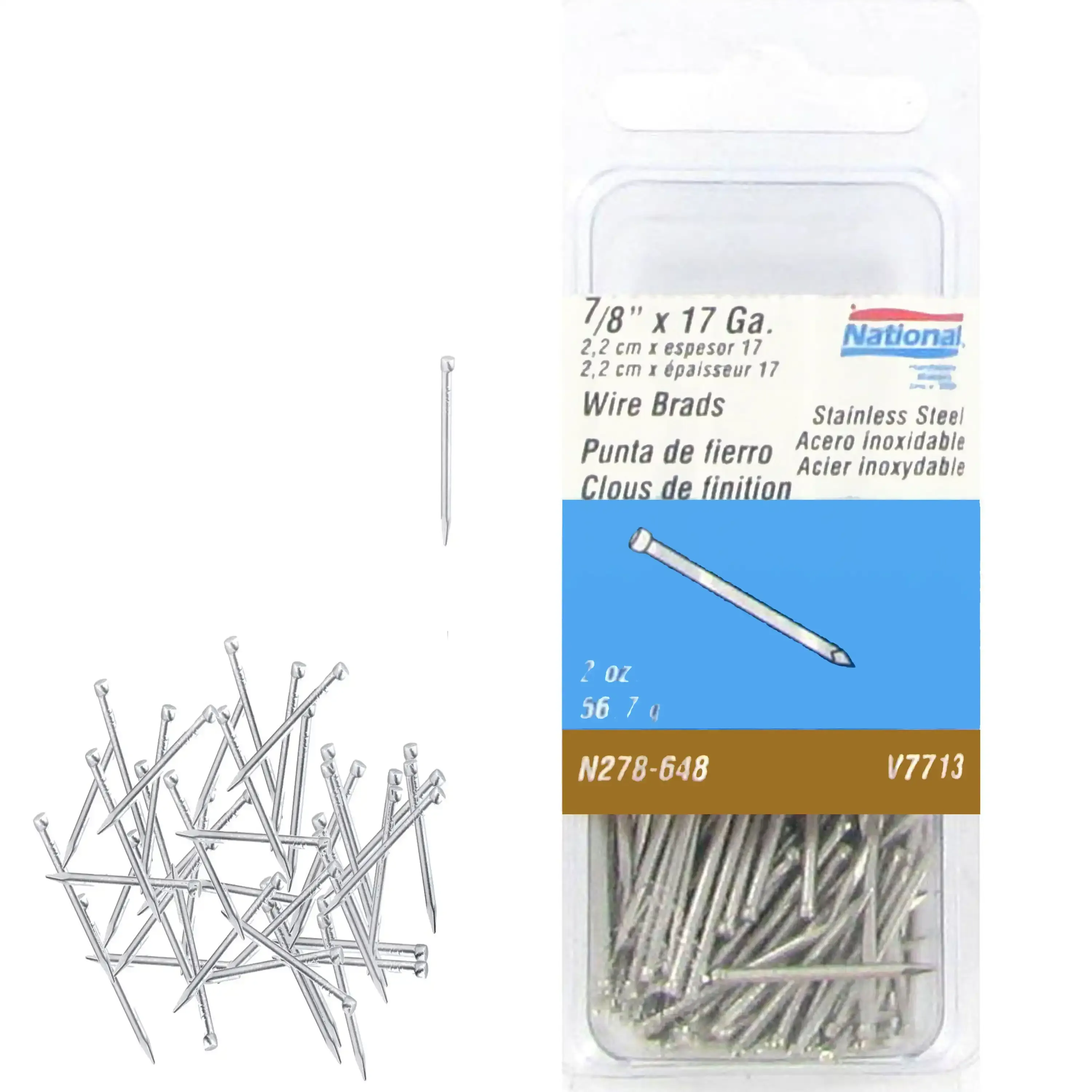 (case of 2),National Hardware N278648 Stainless Steel Wire Brads 17