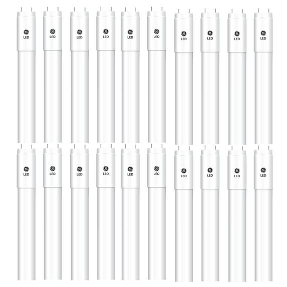 (case of 20) GE LED Tube, Double Ended 48 inch T8, 15 watt, 2200 lumen, 5000K Cool White, Type B Ballast Bypass, 120-347V
