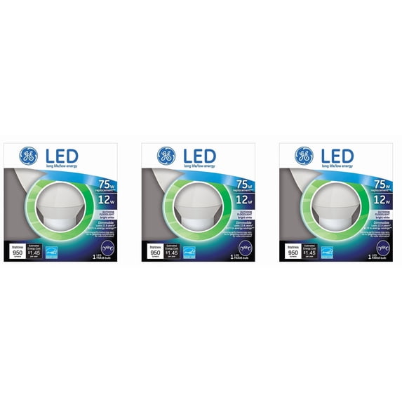 (case of 3) GE LED PAR38 Outdoor Floodlight, 12 watt - Replaces 75 Watt Light Bulb 1 Pack, 950 lumens, Dimmable, Bright White