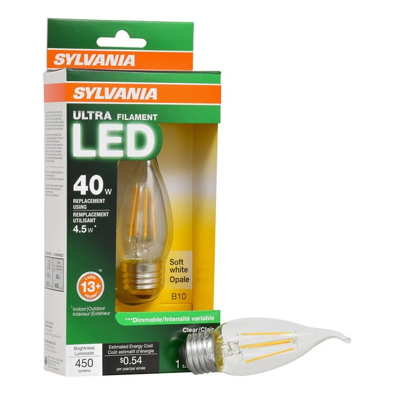 (case of 5) SYLVANIA 79522 Led Ultra Filament 40 watt equivalent, 2700K Decorative LED light bulb