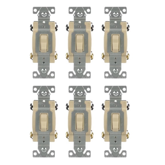 (case of 6) Eaton CSB420V  Toggle Light Switch, 4-way, 20-Amp, Ivory, 120/277V