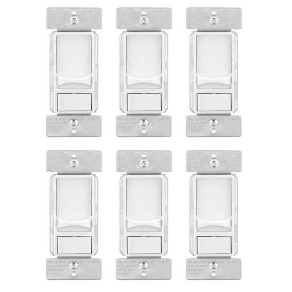 (case of 6) Eaton Slide Dimmer, Single Pole + 3 Way, White Slide Dimmer Switch, SUL06P-W-KB-L