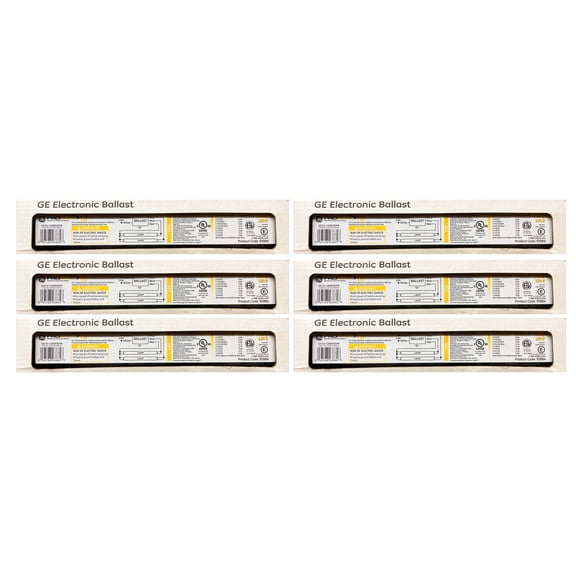 (case of 6) GE 93884 Proline Electronic Ballast GE232-120RESDIYB for T8 fluorescent lamp, 2 lamp ballast, 120V, 2 lights
