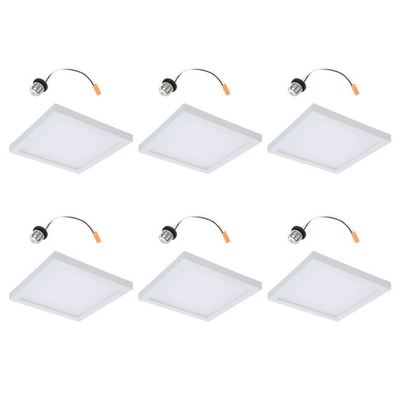 (case of 6) Halo SMD 4 in LED Square Surface Mount, white, Dimmable LED Recessed Retrofit Downlight (Fits 4 inch Housing Diameter),