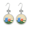 thumbnail image 1 of casino chips arrangement illustration bow earrings drop stud pierced hook, 1 of 3