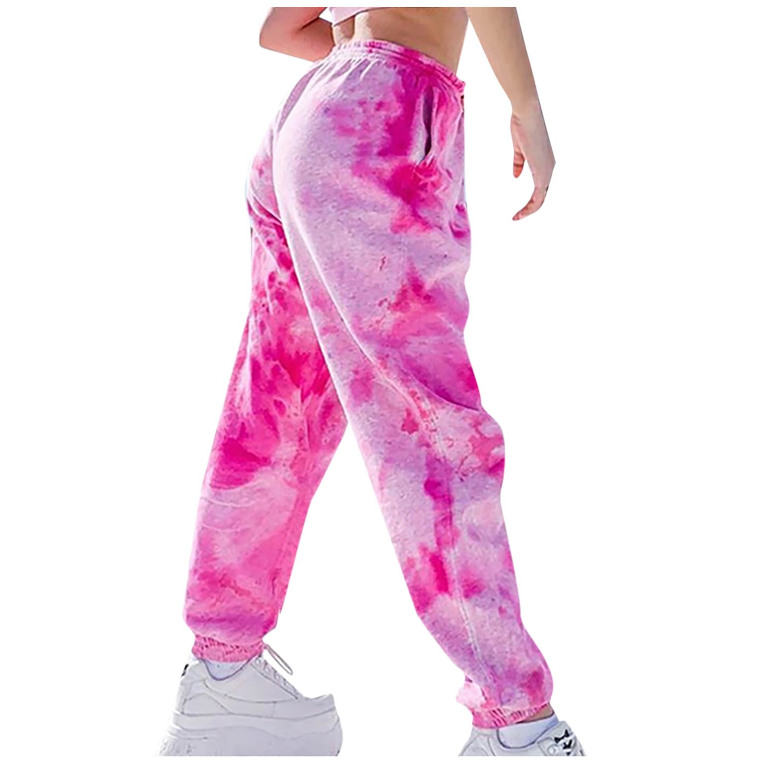 casual straight Fashion tie dye Womens Pants Elastic Waist Casual