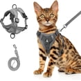 thumbnail image 1 of Hautllaif cat Chest Harness and Leash, Anti-Escape Adjustable Soft mesh cat Leash and Chest Harness Set for All Types of Cats cat Vests (Grey, L:11.02-16.5lb), 1 of 6