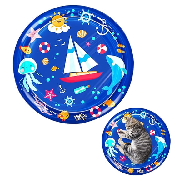 cat Cold pad, Portable Water-Filled, Interactive cat Toy, Suitable for All Kinds of Pets, Keeping Your Pets Cool in Summer Ocean Blue