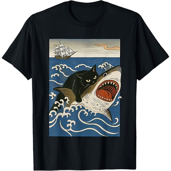 cat Hunting Shark T-Shirt unisex T-Shirt