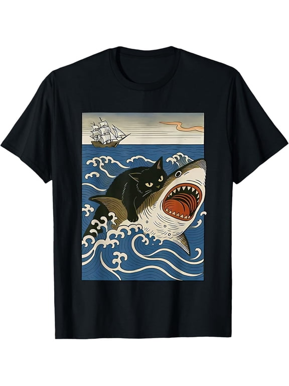 cat Hunting Shark T-Shirt unisex T-Shirt