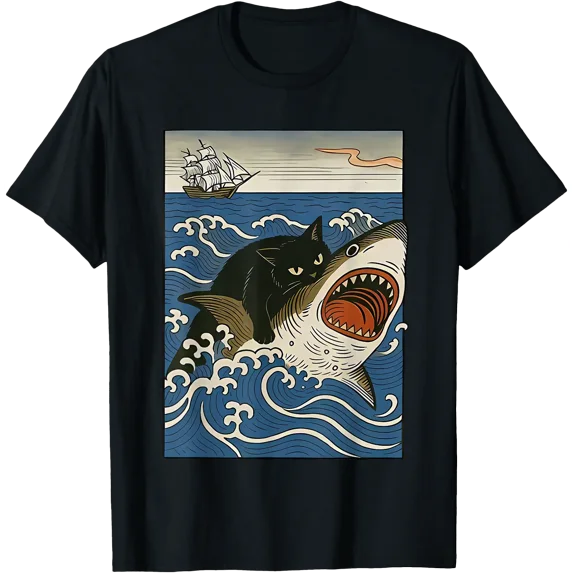 cat Hunting Shark T-Shirt