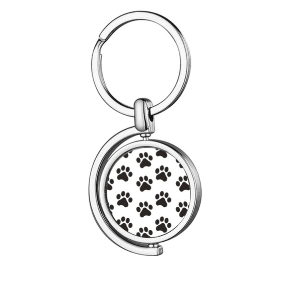 cat animal cute print outline footprint rotating keychain metal keyring holder