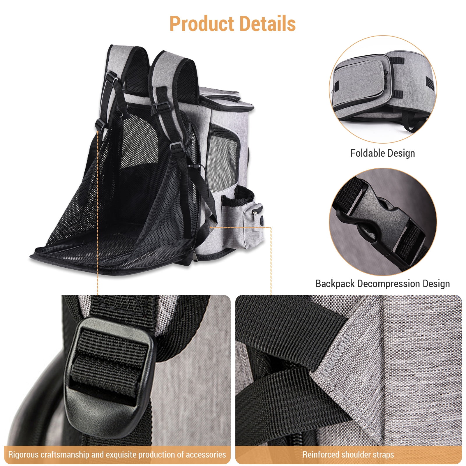 cat backpack Carrying Pet Carrier Backpack for Large Small Cats and Dogs Puppies Safety Features and Cushion Back