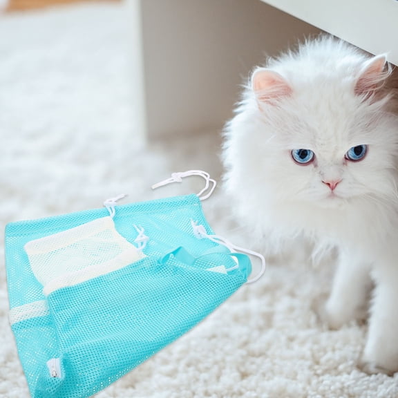 Alasum cat bathing mesh bag Cat Shower Bag Light Green Polyester 1Pack