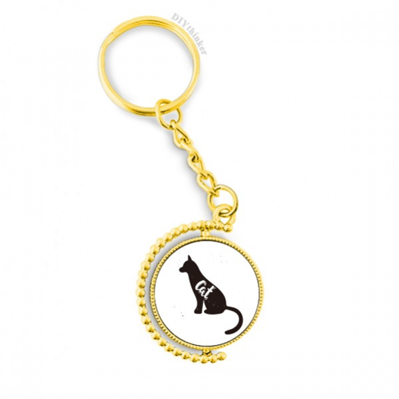 cat black and white animal metal connector key chain  accessory en keyholder