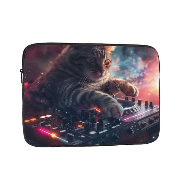 cat dj Laptop Sleeve Bag Compatible With MacBook Air / Pro iPad MateBook Tablet Surface HP Lenovo Dell ASUS Acer Laptop Computer Protective Size: 17 inch
