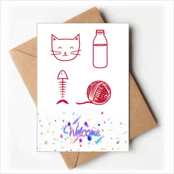 cat fish wool ball Welcome Back Greeting Cards Envelopes Blank