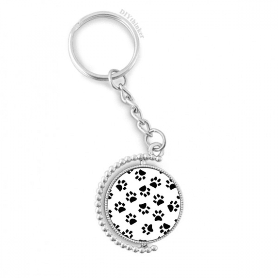 cat footprint animal art grain pattern rotatable keyholder disc accessories chain clip