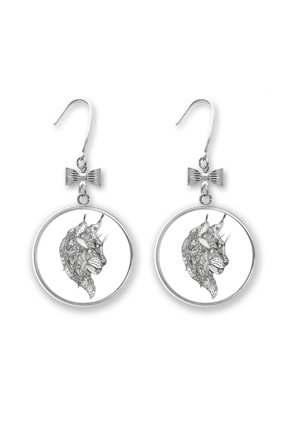 cat human paint quiet art deco fashion bow earrings drop stud pierced hook