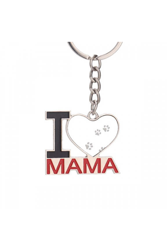 cat mewing animal gray footprint art print Keychain Metal Keyring Holder Love MAMA Mother