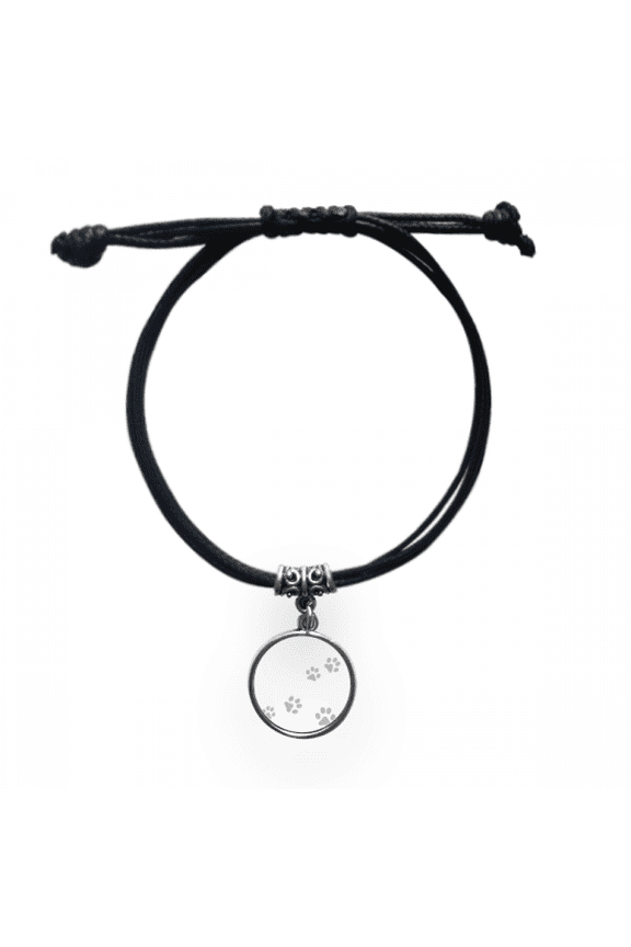 cat mewing animal gray footprint art print bracelet leather wristband black jewelry