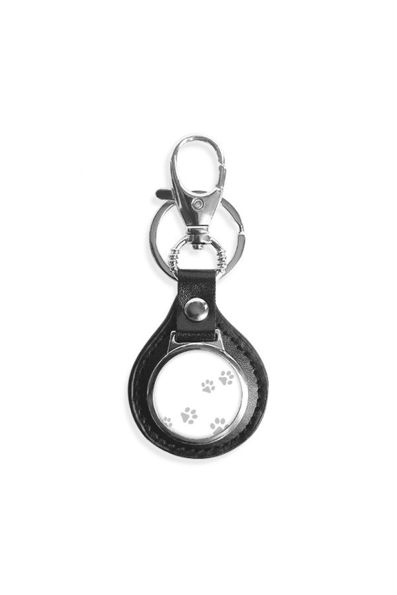 cat mewing animal gray footprint art print key link chain keyholder finder hook metal
