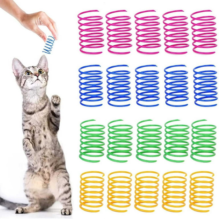 cat toys bulk cheap cat toys for bored indoor adult cats Promotes Kitten Exercise 100 PCS Pet Wide Colorful Springs Cat Toys Coil Spiral Springs For Cat Pet Interactive Cat Cats Durable