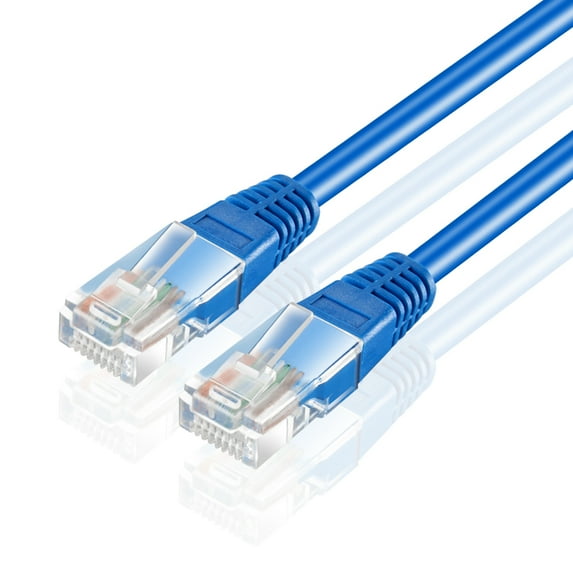 cat6 ethernet patch cable (7 feet) - professional gold plated snagless rj45 connector computer networking lan wire cord plug premium shielded twisted pair (blue)