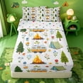 thumbnail image 1 of catabedysis Floral Camping Zipper Twin Comforter Sets with Fitted Sheet and 2 Pillowcases,Caravan Tent Pattern Zipper Bedding Set For Boys,Multicolor,Polkadot Reversible,4 Pieces, 1 of 7