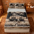 thumbnail image 1 of catabedysis Rustic Camping Adventure Zipper Full Size Comforter Sets with Fitted Sheet and 2 Pillowcases,Camper Silhouette Print Zipper Bedding Set For Boys,Multicolor,Light Gray Reversible,4-Piece, 1 of 7