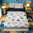 thumbnail image 1 of catabedysis Sketch Camping Zipper Twin Comforter Sets with Fitted Sheet and 2 Pillowcases,Camper Pattern Print Zipper Bedding Set For Boys,Multicolor,Black Reversible,4-Piece, 1 of 7