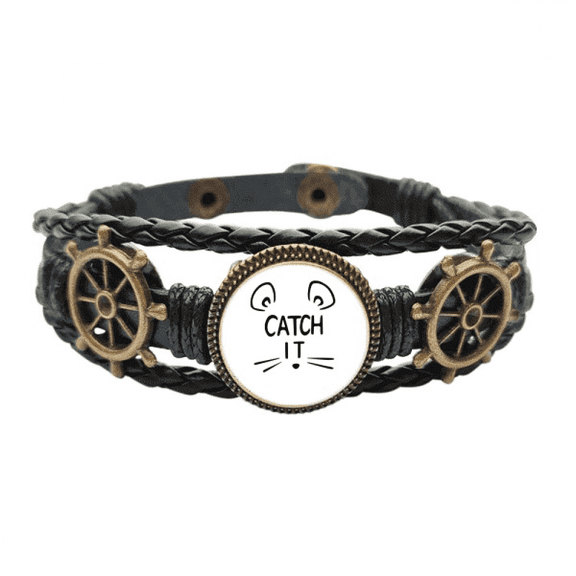 catch it mouse fdiy design leather braided ocean bracelet wristband