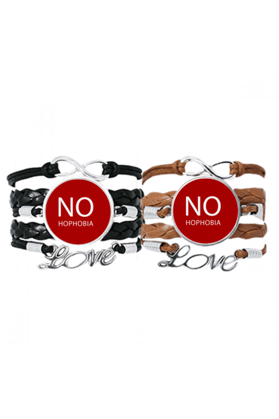 catchwords no hophobia art deco fashion bracelet hand strap leather wristband double set