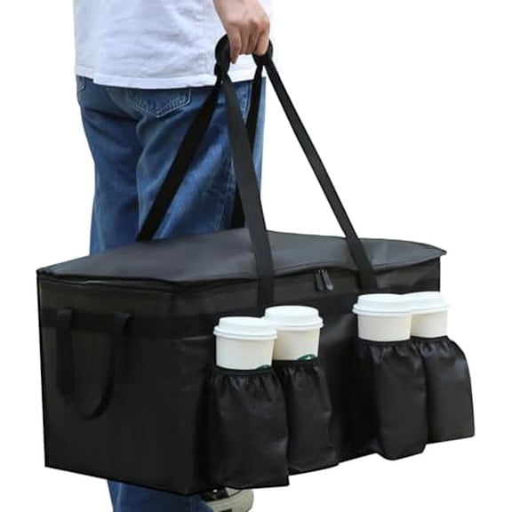 catering bag for doordash eats 22x14x13 Insulated Delivery Bag with Cup Holders/Drink Carriers XXL, Beverages, Grocery, Pizza, Commercial Quality Hot and Cold hot boxes