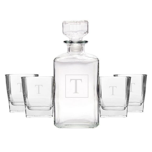 cathy's concepts 5-pc. monogram decanter set