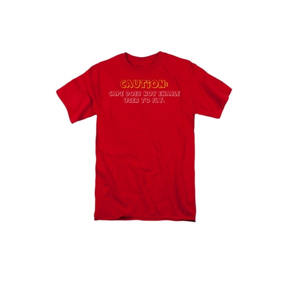 caution: cape does not enable user to fly. humorous funny phrase adult t-shirt